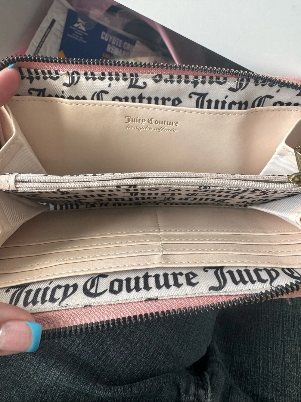 Juicy Couture Embossed Pink Zip Wallet with Charm